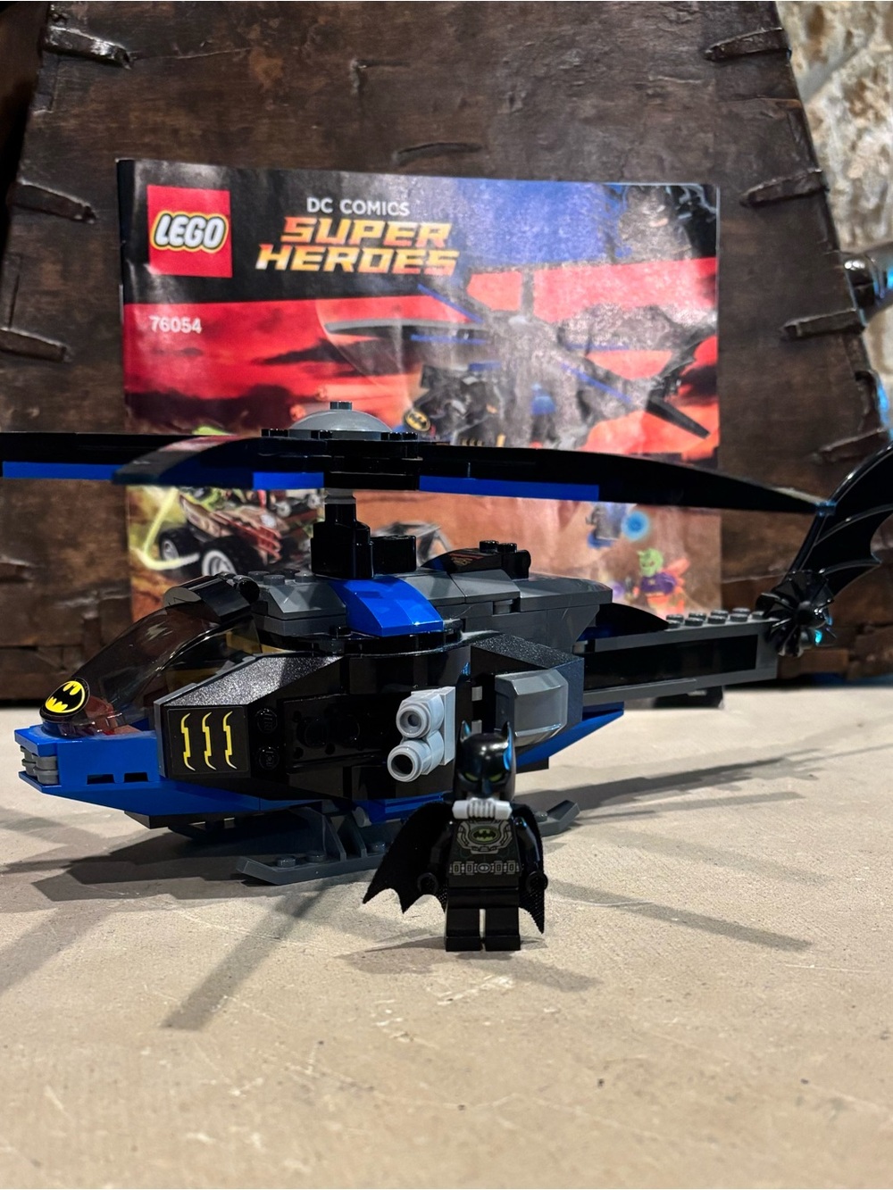 Lego Batcopter and Gas Mask Batman from “Batman Scarecrow Harvest of Fear"